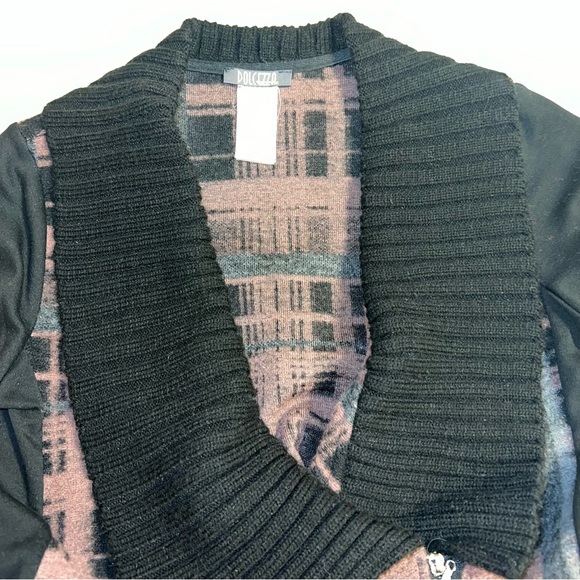 Dolcezza by Michael Phillips Shawl Collar Moto Jacket Sweater in Pink Black Sz S - Picture 2 of 10